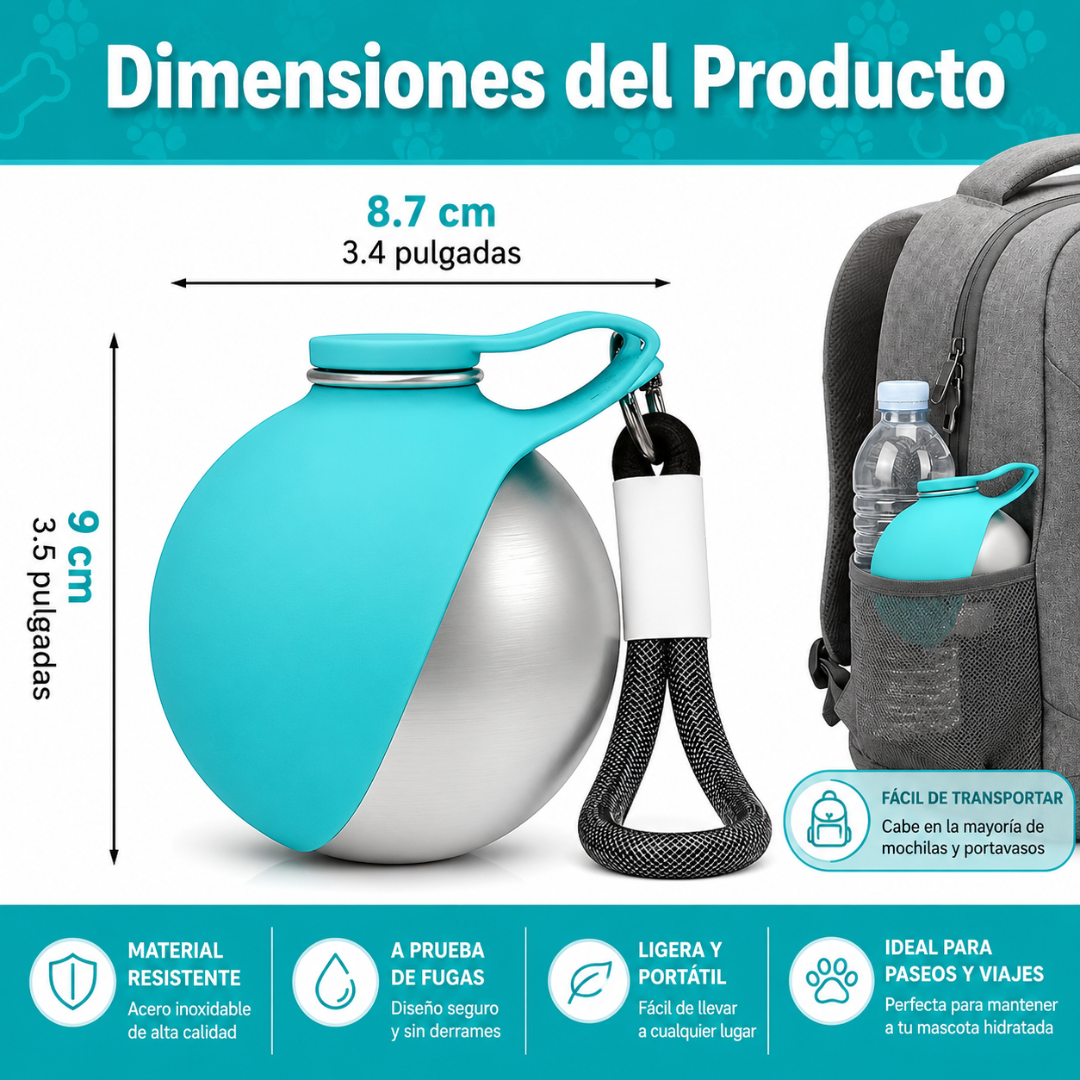 Botella de Agua Portátil 2 en 1 para Perros